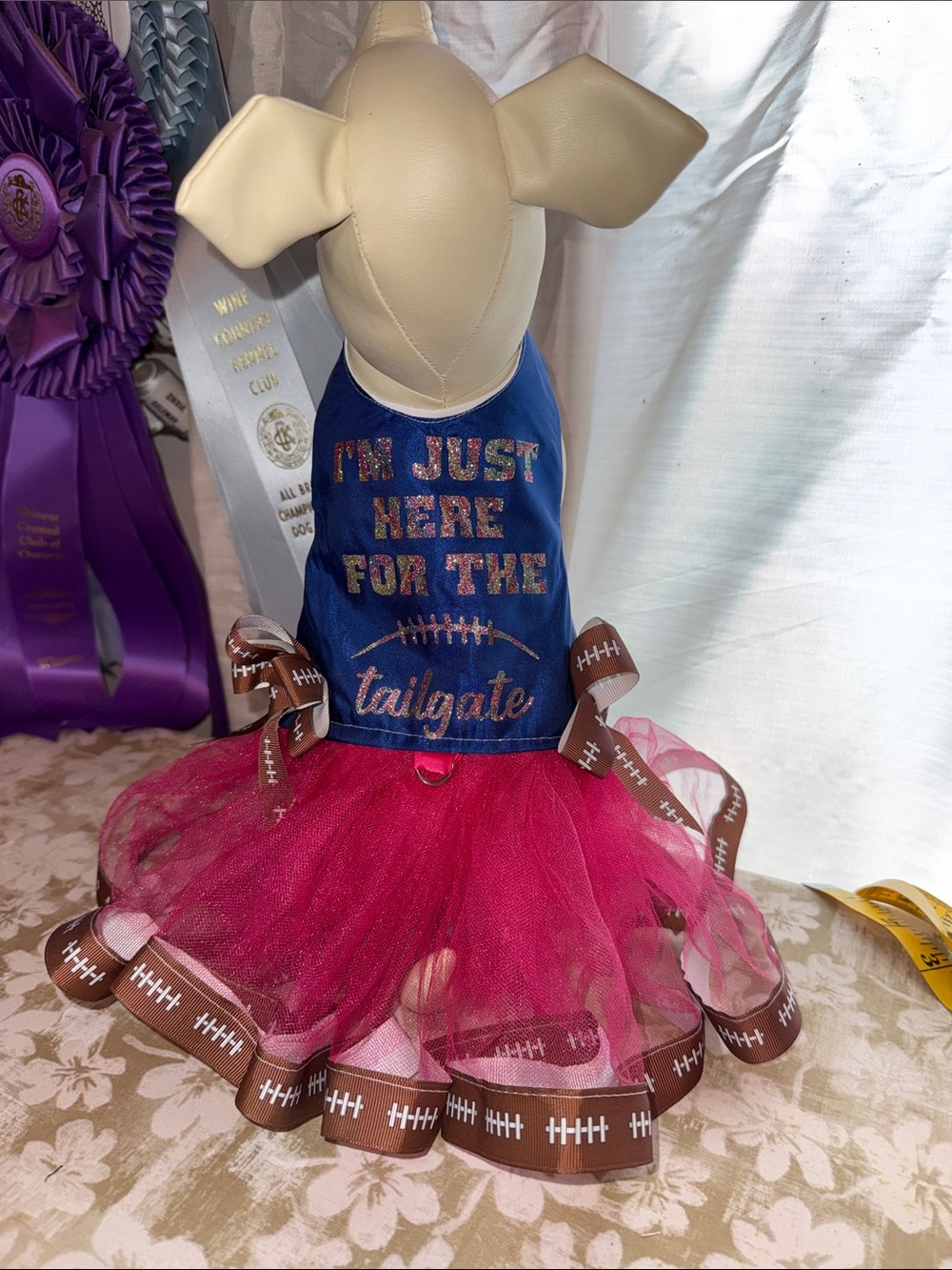 Handmade dog football tailgate dress NWOT